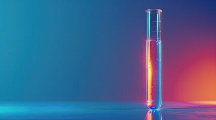 Hologram of a test tube on the blue background.