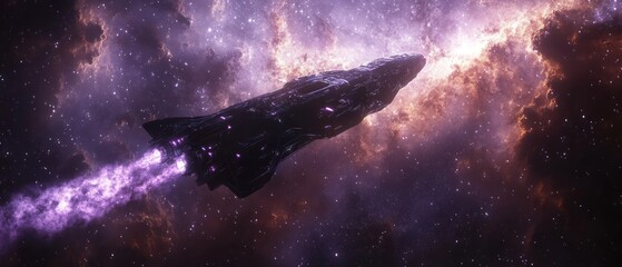 Poster - Futuristic Spaceship Soaring Through a Nebula