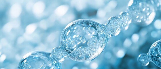 Wall Mural - Abstract Blue Water Bubbles Macro Photography