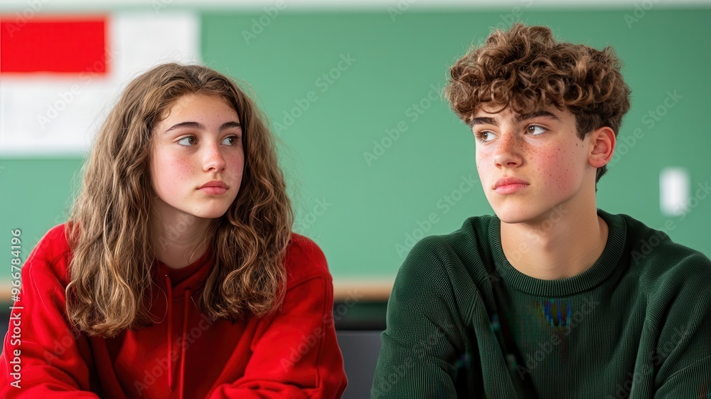 Math Student Partner High school students working in pairs to solve a complex math problem ...