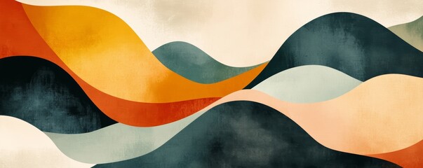 Aufkleber - Abstract wave pattern with warm earth tones and textured gradients