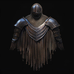 Medieval Knight in Dark Steel Armor with Chainmail
