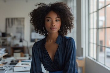 Canvas Print - Portrait of a Woman in a Blue Blouse