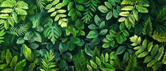 Wall Mural - A Lush and Vibrant Green Foliage Pattern