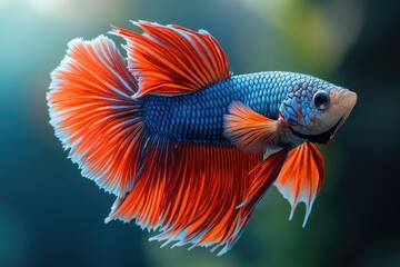 Sticker - A Vibrant Betta Fish with Intricate Fin Patterns