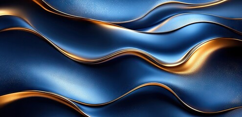 Abstract Blue and Gold Waves