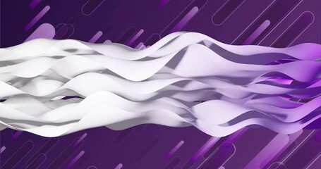 Poster - animation of white to purple layers waving over purple background