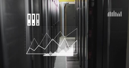 Canvas Print - Animation of statistics and digital data processing over computer servers