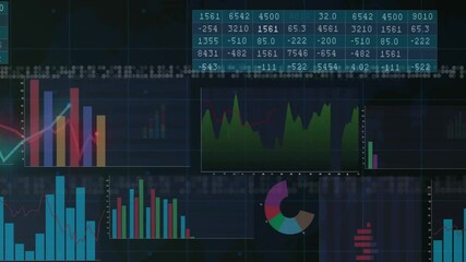 Sticker - Animation of statistics and financial data processing over screens