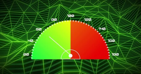 Poster - Animation of speedometer over green shapes moving