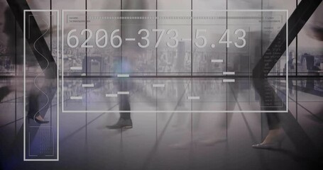 Poster - Animation of data processing and diagram over business people walking