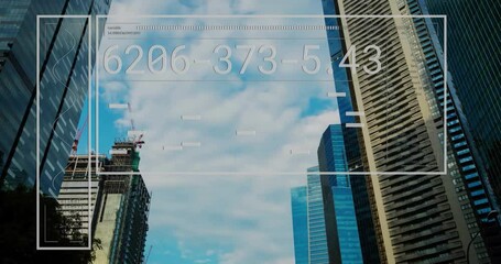 Poster - Animation of data processing and diagram over cityscape