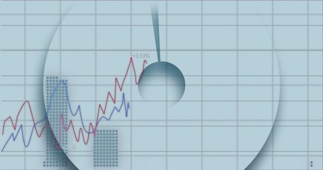 Canvas Print - Animation of data processing and diagrams over circle