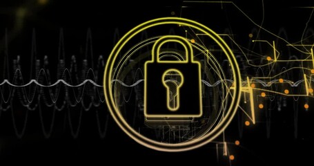 Poster - Animation of connections with padlock over yellow spots