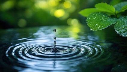 Canvas Print - Water Droplet Ripples in Nature