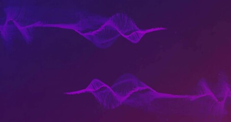 Poster - Purple DNA strands animation over dark gradient background