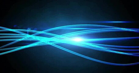 Poster - Blue light trails animation over dark background with glowing center