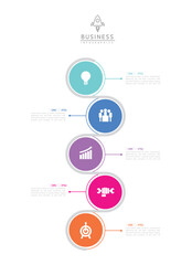 Wall Mural - Vector infographic business presentation template with circular interconnection with 5 options.