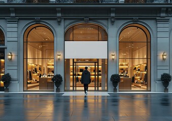 Canvas Print - Luxury Boutique Exterior At Night