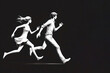© Mykola - Running man and woman on black background. Space for text.