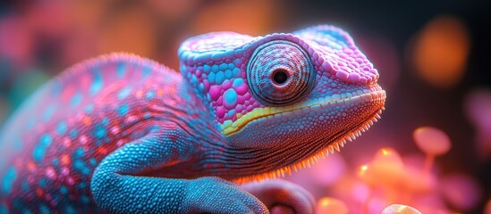 Wall Mural - Close-up Portrait of a Vibrant Chameleon