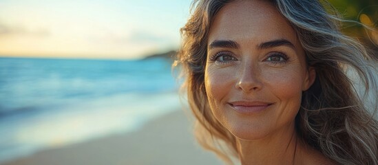 Poster - Woman on the Beach Smiling