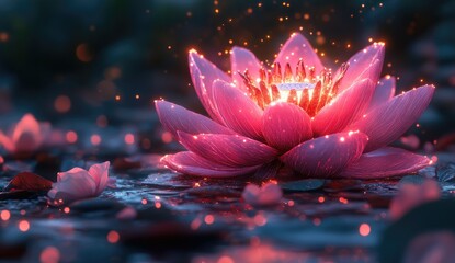 Poster - Glowing Lotus Flower