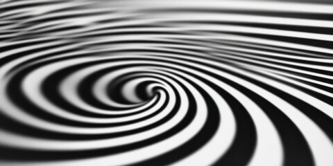 Wall Mural - Abstract black and white ripple pattern, undulating lines, hypnotic spiral, organic fluid texture, wavy distorted surface, optical illusion, monochrome fractal design