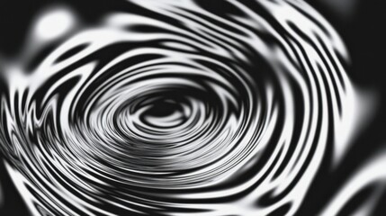 Sticker - Abstract black and white ripple pattern, undulating lines, hypnotic spiral, organic fluid texture, wavy distorted surface, optical illusion, monochrome fractal design