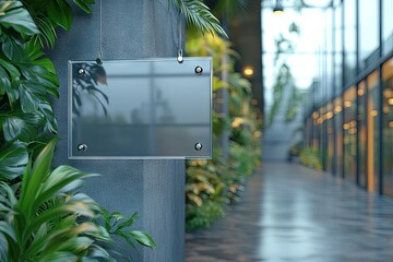 Canvas Print - Glass Sign Mockup in a Modern Office Building