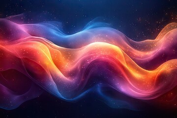 Sticker - Abstract Colorful Waves with Glowing Particles