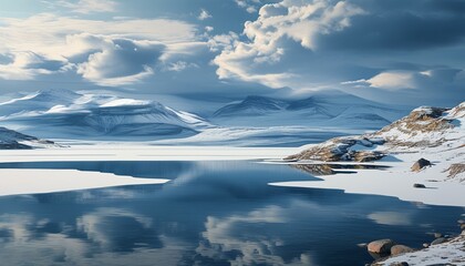 Wall Mural - landscape with snow covered mountains