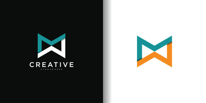MW WM initial logo design template. Premium Vector