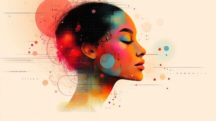 Wall Mural - Abstract Portrait with Vibrant Colors