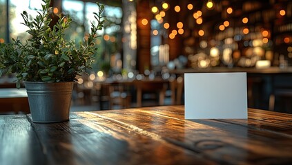 Canvas Print - Restaurant Table with Blank Menu Card