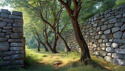 Canvas Print - stone wall in the park