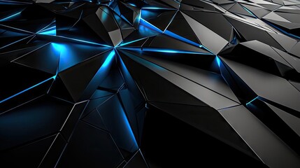 Fototapete - High-tech, abstract design with geometric shapes in shades of blue and gray.