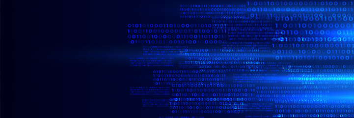 Blue Binary Data Software Programming Code Background. Random Parts of Program Code. Digital Data Technology Concept.