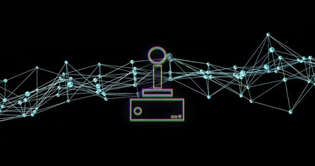 Canvas Print - Animation of gamepad over network of connections