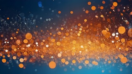 Wall Mural - Abstract bokeh lights on a blue and orange background, conveying a festive or technological concept. Generative AI
