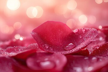 Wall Mural - Delicate Rose Petals with Dew Drops