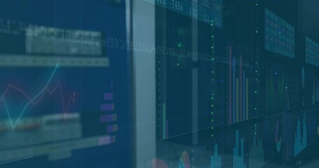 Poster - Animation of financial data processing over server room