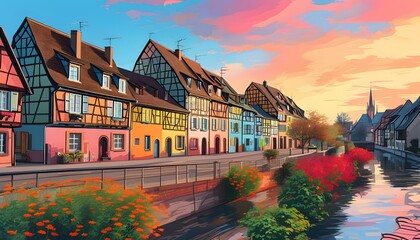 Wall Mural - city canal in the country