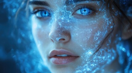 Wall Mural - Blue Eyes Digital Art Portrait