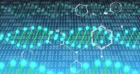 Sticker - Animation of dna strands over data processing