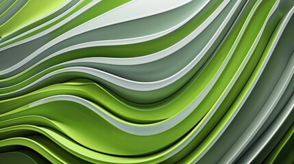 Poster - abstract Curved Lines Background In Green And Gray Color, Wave Pattern 