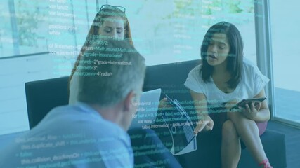 Poster - Animation of data processing over diverse business people in office