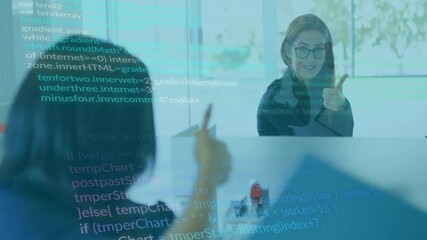 Poster - Animation of data processing over diverse business people in office