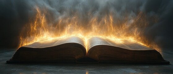 An Open Book Emitting Blazing Light and Smoke