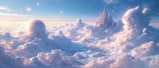 Canvas Print - A Majestic Castle Perched Above a Sea of Clouds